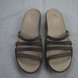 CROCS Women's Brown Multi-Strap Slide Sandals